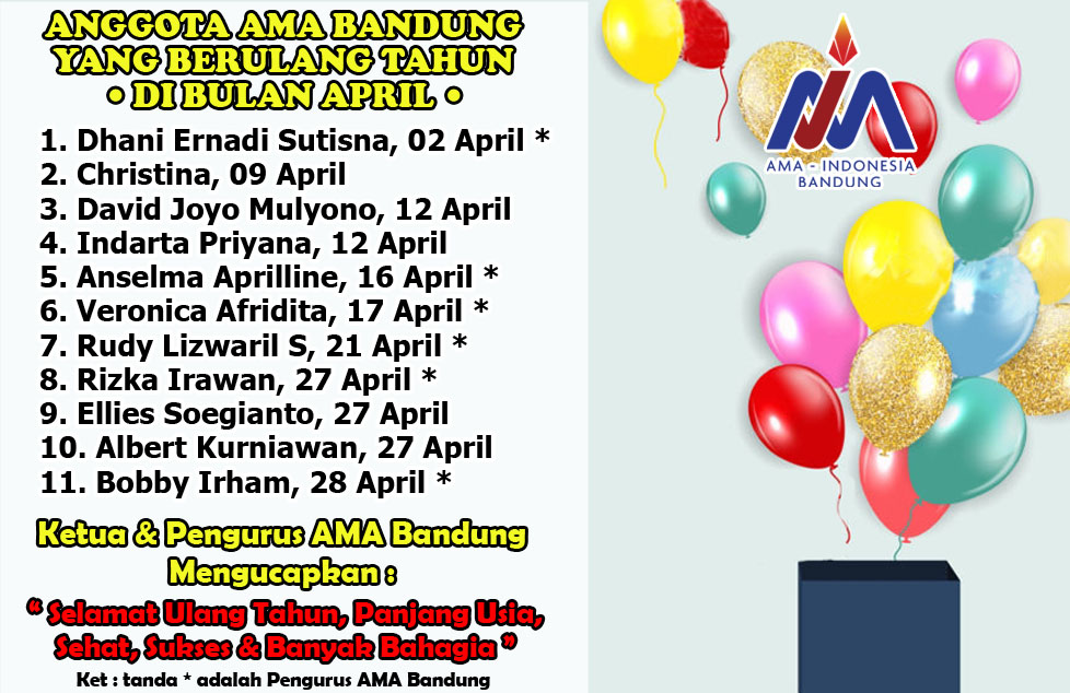 Member AMA Bandung yang berulang tahun di bulan April