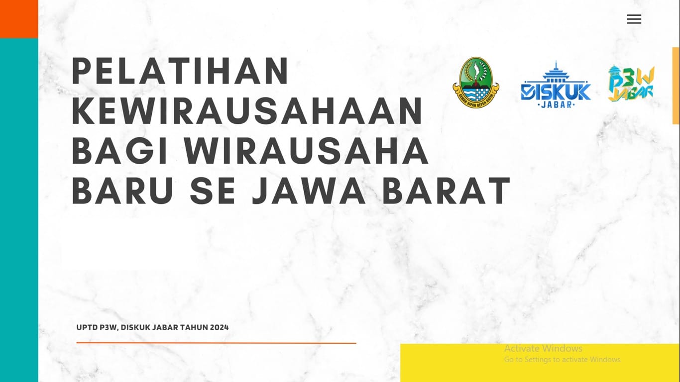 Pelatihan Kewirausahaan Bagi Wirausaha Baru Se Jawa Barat