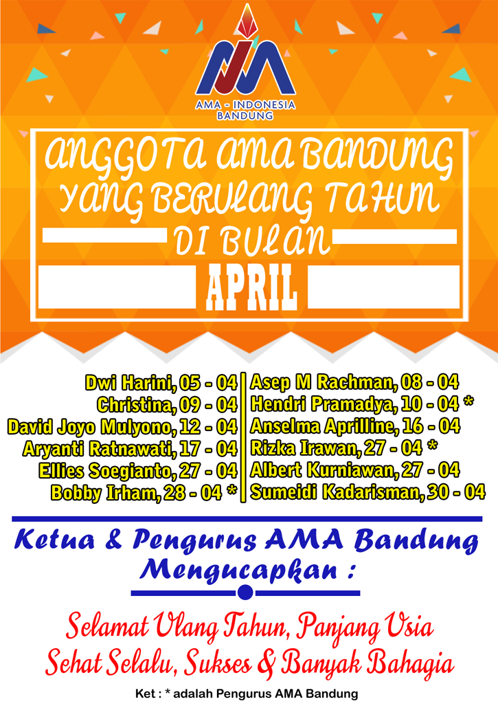 Anggota AMA Bandung yang Berulang tahun bulan April